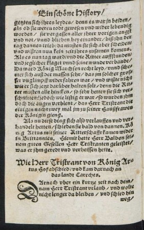 Wie Herr Tristrant von König Artus Hof abschied/ und kam darnach an das landt Careches.