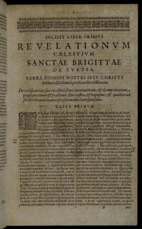 Revalationum Cælestium Sanctæ Brigittæ De Svetia.