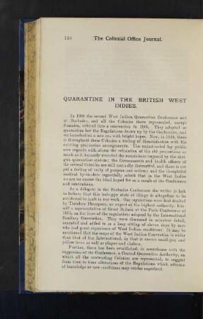 Quarantine in the British West Indies