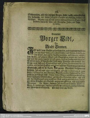 Gemener Borger Eidt, Der Stadt Bremen