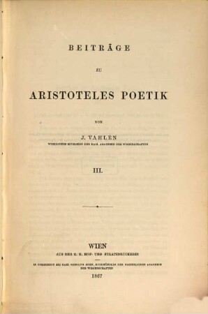 Beiträge zu Aristoteles' Poetik. 3