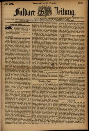 Ausgabe vom Samstag, den 20. Dezember 1884.