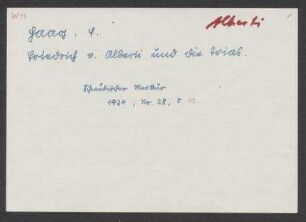 Literaturangabe Haag, F., "Friedrich von Alberti und die Trias" Schwäbischer Merkur (1934) Nr. 28, S. 10