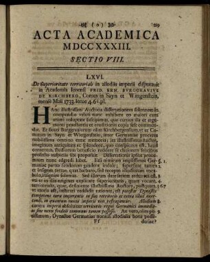 Sectio VIII. [D. XXXI. Julii.]