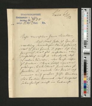 Brief von Prof. Schubart an Prof. Dr. Münzel, Berlin, Kairo