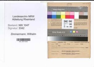 Entnazifizierung Wilhelm Zimmermann , geb. 08.11.1895 (Beamter)