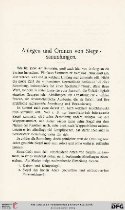 Anlegen und Ordnen von Siegelsammlungen