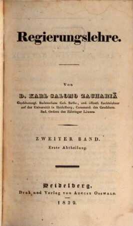 Vierzig Bücher vom Staate. 4,1, Regierungslehre ; Bd. 2 ; Abth. 1