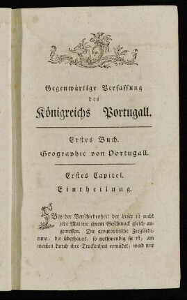 Erstes Buch. Geographie von Portugall.