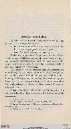 I. Metrische 'Gesta Rudolfi'