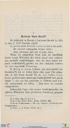 I. Metrische 'Gesta Rudolfi'