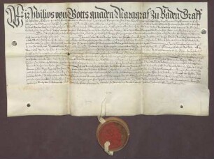 Markgraf Philipp II. von Baden-Baden leiht von Philipp Kämmerer von Worms, genannt von Dalberg, 2.000 fl. zu 5% Zins; Versicherung auf die Policeygefälle zu Baden