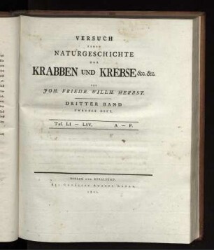 Bd. 3,2: Versuch einer Naturgeschichte der Krabben und Krebse. Bd. 3,2