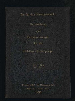 Beschreibung und Betriebsvorschrift Hilfslenz-Kreiselpumpe