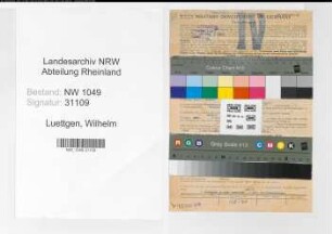 Entnazifizierung Wilhelm Luettgen , geb. 22.05.1902 (Vertreter)