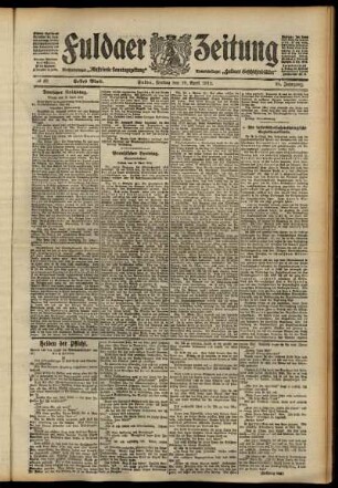 Erste Ausgabe vom Freitag, den 19. April 1912.