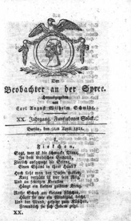 15. Stueck, 9. April 1821