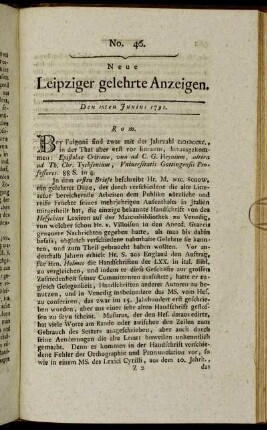 No. 46. Den 10ten Junius 1791.