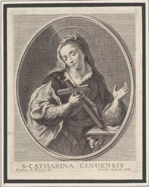 Die heilige Katharina von Genua in Betrachtung des Kruzifixus