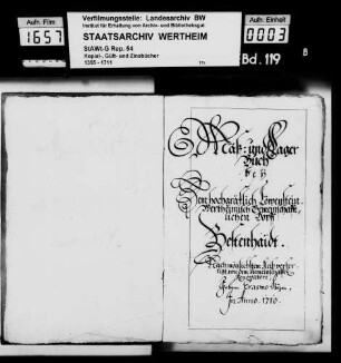 Mess- und Lagerbuch von Bestenheid
