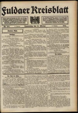 Zweite Ausgabe vom Donnerstag, den 31. Oktober 1912.