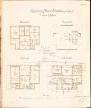 Psychiatrische Klinik der Albertus-Universität Königsberg: Direktorwohnhaus: Grundrisse OG, EG, DG, KG 1:100