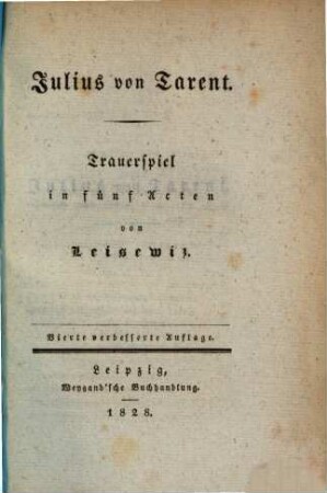 Julius von Farent : Trauerspiel in 5 Acten