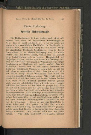 Fünfte Abtheilung. Specielle Elektrotherapie.