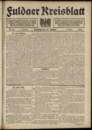 Ausgabe vom Dienstag, den 30. Januar 1912.