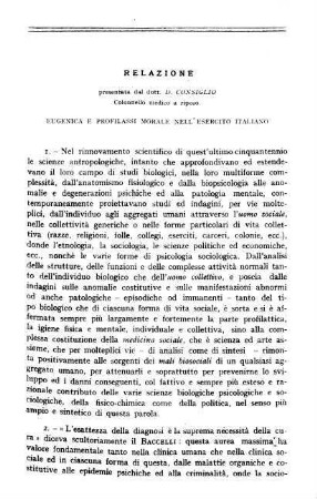 35-52, Relazione: Eugenica e profilassi morale nell'esercito italiano
