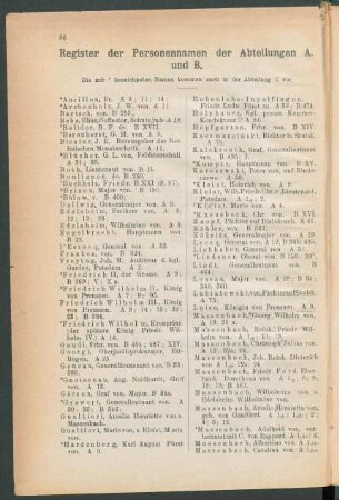Register der Personennamen der Abteilungen A. und B.