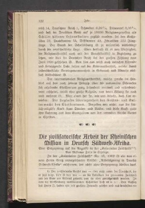 Die zivilisatorische Arbeit der Rheinischen Mission in Deutsch Südwest-Afrika