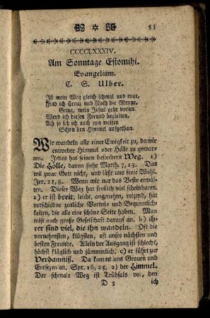 CCCCLXXXIV. Am Sonntage Estomihi. Evangelium.