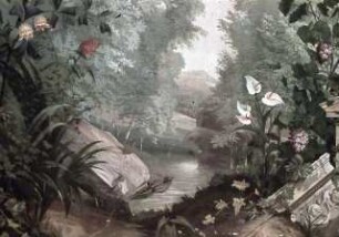 Illusionistische Landschaften mit exotischen Tieren und Pflanzen