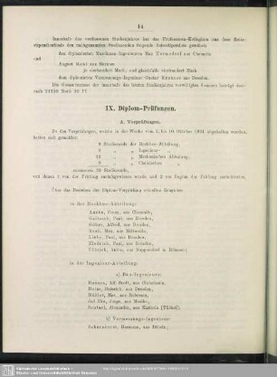 IX. Diplom-Prüfungen