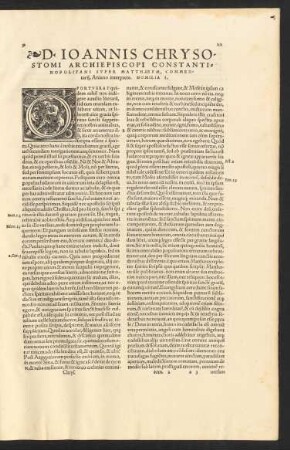 D. Joannis Chrysostomi ... Super Matthaeum, Commentarii, Aniano interprete.