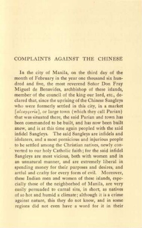 Complaints against the Chines