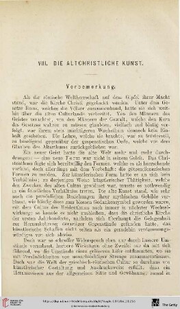 VIII. Die Altchristliche Kunst