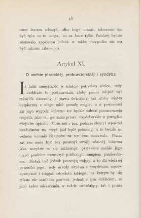 Artykul XI. O osobie pisarskiej ...