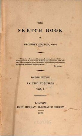 The sketch book, 1. - VI, 326 S.