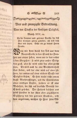 XXIV. Betrachtung. Von den Stuffen der künftigen Seligkeit.