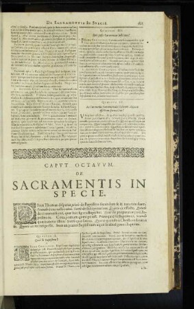 Caput Octavum. De Sacramentis In Specie.
