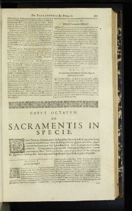 Caput Octavum. De Sacramentis In Specie.