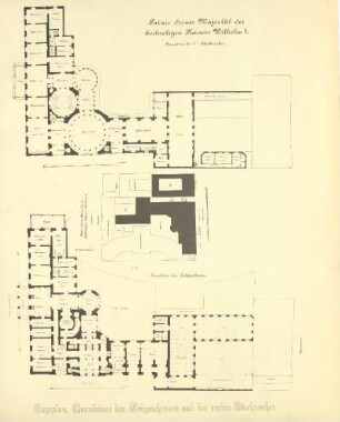Lageplan, Grundriss des Erdgeschosses und des ersten Stockwerkes