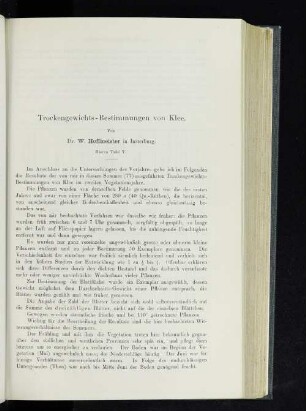 Trockengewichts-Bestimmungen von Klee