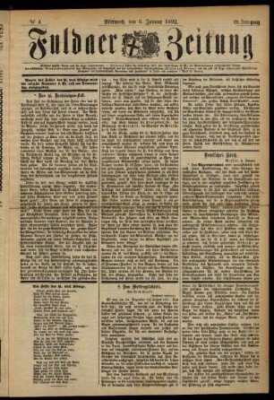 Ausgabe vom Mittwoch, den 06. Januar 1892.