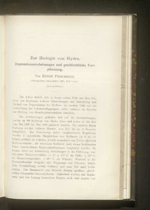 Zur Biologie von Hydra.