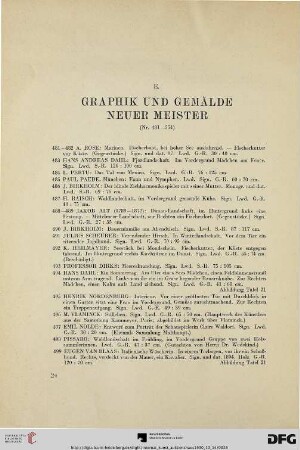 E. Graphik und Gemälde Neuer Meister (Nr. 481-554s)