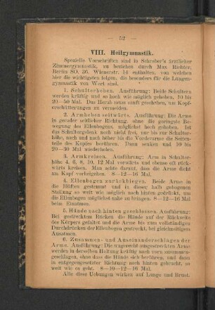 VIII. Heilgymnastik.