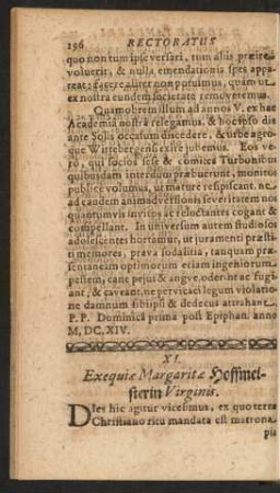 XI. Exequiae Margaritae Hoffmeisterin Virginis.